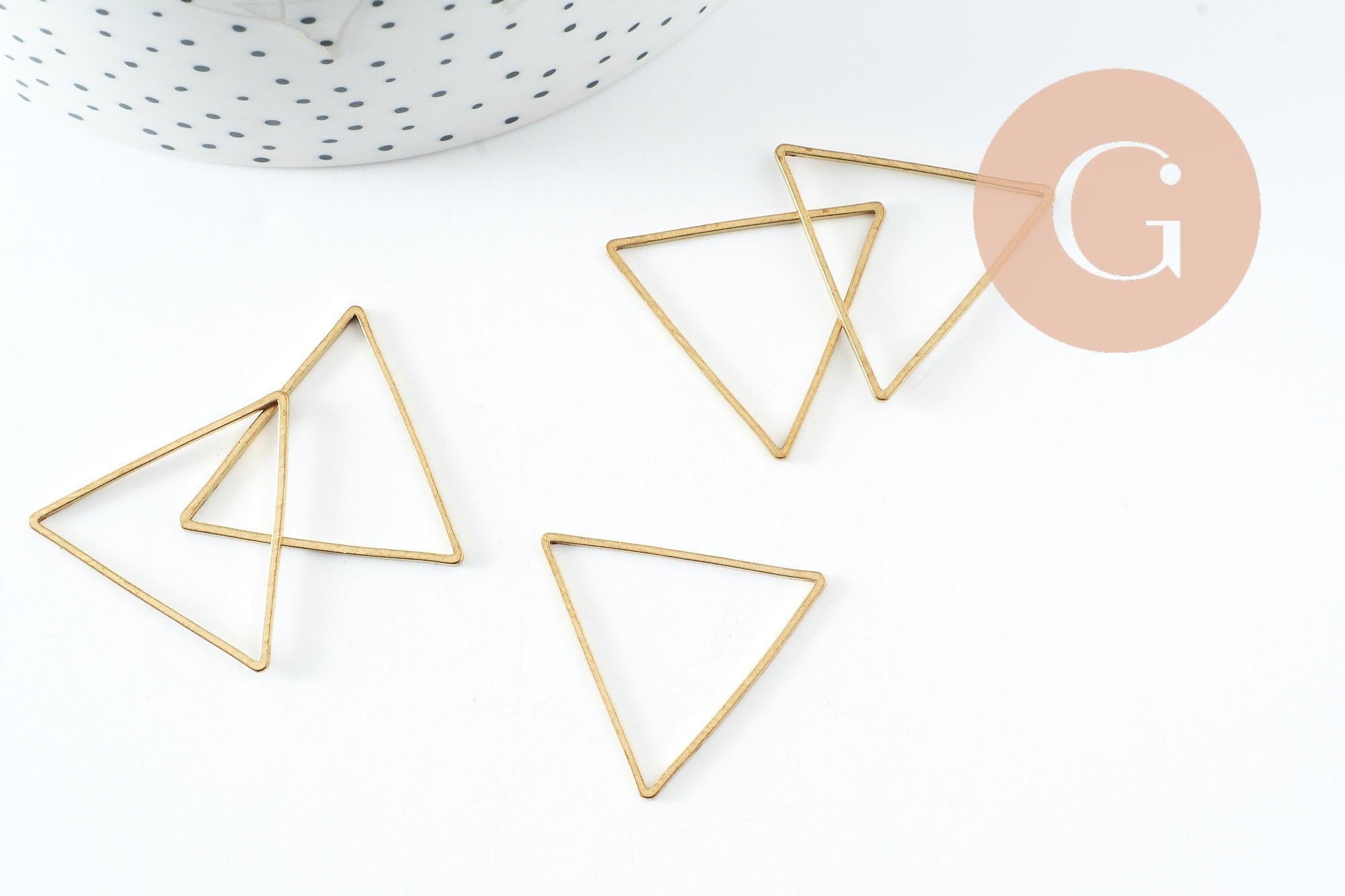 Pendentif triangle laiton brut 30mm, pendentif géométriquecréation bijoux, x10 (G2321)