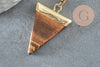 Pendentif triangle oeil de tigre naturel laiton doré 30-40mm, x1 (G5213)