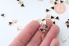 Pendentif triangle plein zamac doré émail noir 10mm,pendentif doré pour création de bijoux,x 5 G6106