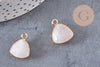 Pendentif triangle quartz rose naturel, pendentif pierre, support doré, création bijoux pierre naturelle, 19mm, x1 G5949