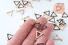 Pendentif triangle zamac doré émail noir 15mm,pendentif doré pour création de bijoux, x5 G6086