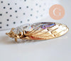 Pendentif verre doré cigale 53-55mm fer doré, x1 (G6379)