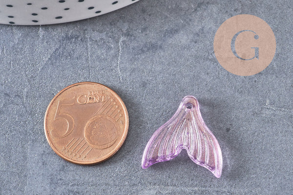 Pendentif verre multicolore queue de poisson 19.5mm, x10 (G4080)