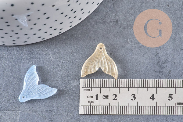 Pendentif verre multicolore queue de poisson 19.5mm, x10 (G4080)