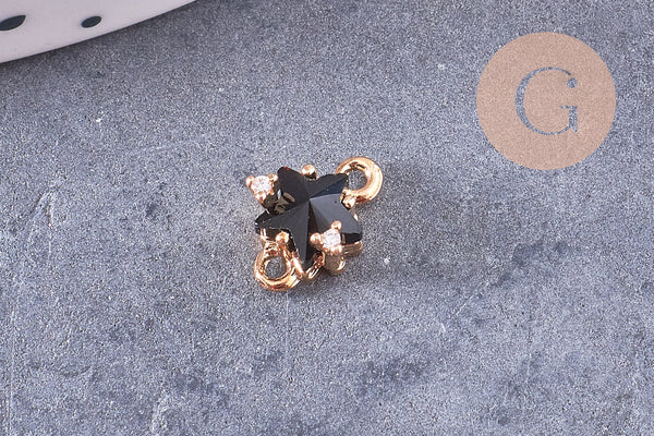 Pendentif verre pierre résine druzy zamac doré 10.5-26mm, x1 (G6415)