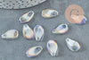 Pendentif verre transparent irisé goutte,pendentif verre, 16mm,x10 (G4145)
