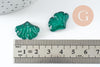 Pendentif verre vert feuille gingko 15x20mm,pendentif verre pour création bijoux, x10 G4700