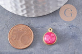 Pendentif visage de lune rubis naturel argent 925 doré 18K 19mm, pendentif amulette pierre naturelle x1 (G9878)