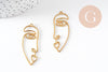 Pendentif visage laiton brut, fournitures pour bijoux, laiton brut,pendentif minimaliste ,bijoux moderne, x1,41x15mm,G3243