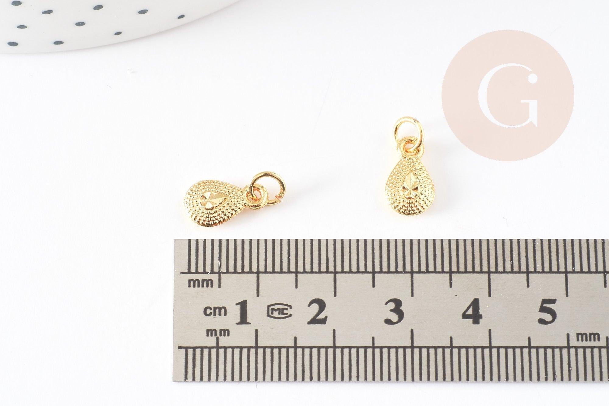 Pendentif zamac doré,fournitures créatives, sans nickel,creation bijoux,perle géométrique,9.5mm, x5 G5456