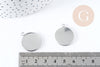 Pendentifs Support cabochon rond acier 304 inoxydable platine 25mm, x1 (G8939)