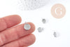 Pendentifs Supports cabochons ronds acier 304 inoxydable platine 8mm, x10 (G8941)