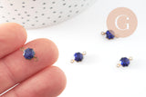 Pendentifs doré Fleur émail bleu paillettes pour création bijoux,9mm, x10 G4303