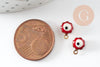 Pendentifs doré Fleur émail rouge, mauvais oeil, laiton doré, pendentif chance, 9mm, x10 G1576