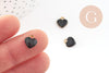 Pendentifs doré cœur émail noir, pendentif coeur, laiton brut, pendentif amour,10mm, x10 G3571