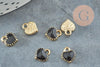 Pendentifs doré cœur émail noir, pendentif coeur, métal doré, pendentif amour, 8mm, x10 G1883