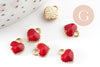 Pendentifs doré cœur émail rouge, pendentif coeur, métal doré, pendentif amour,8mm, x10 G4617