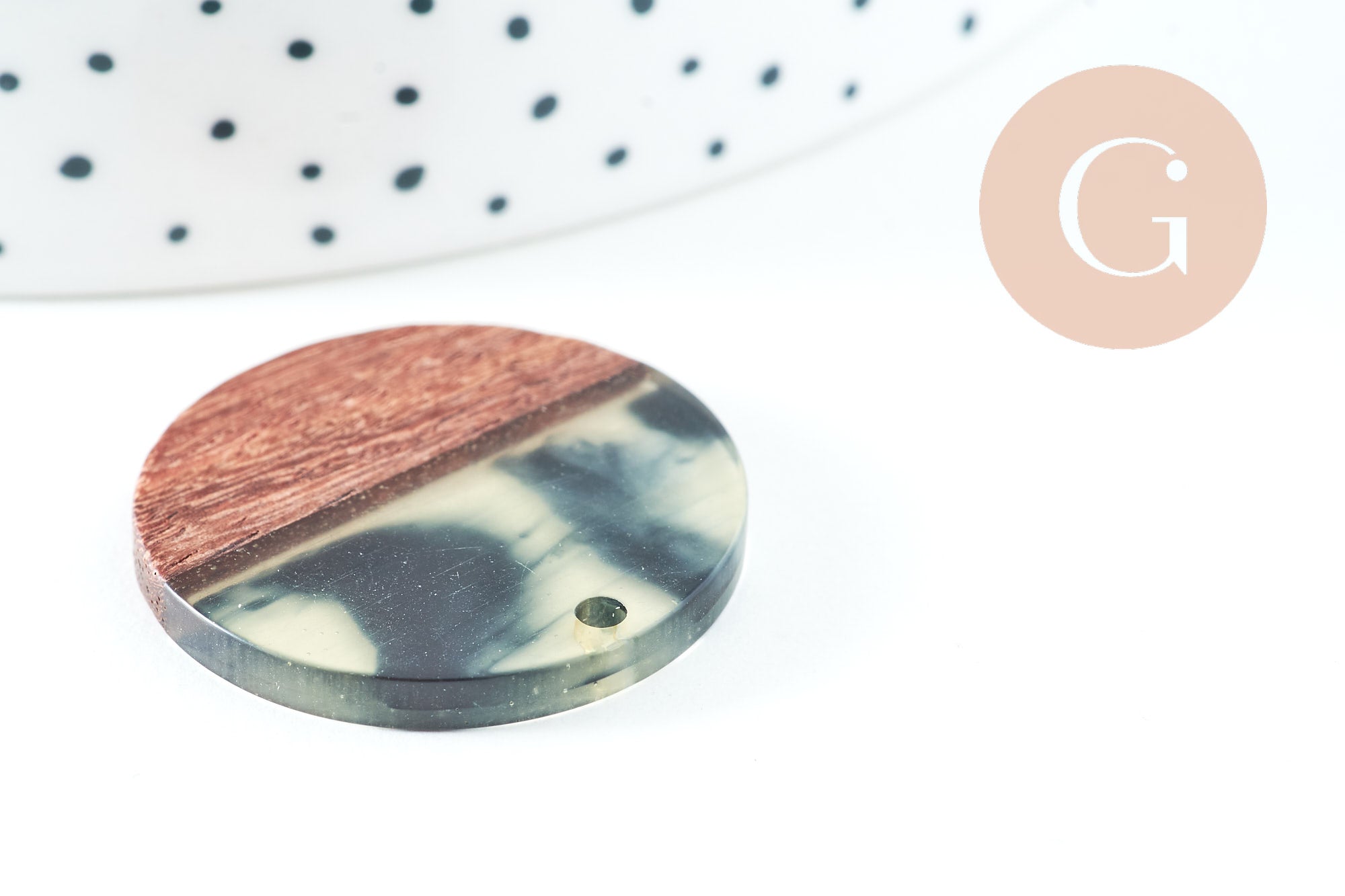 Pendentifs en bois de noyer résine taches, perle bois naturel, Perle géométrique,perle rectangle,création bijoux bois,28mm, x2 G4199