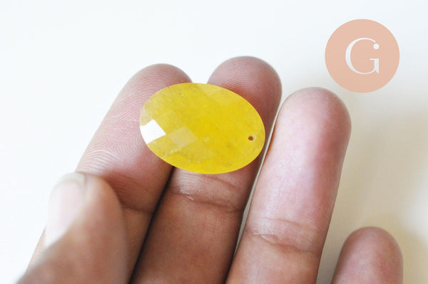 Pendentifs en jade blanc naturel teinte 24mm,un bijou en pierre naturelle, x1 G5750