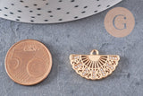 Pendentifs éventail en laiton laiton doré 18K zircon 14mm, un adorable pendentif pour la création de bijoux DIY, x1 (G5980)