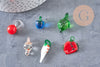 Pendentifs mélangés fruits en verre tchèque 17-36mm, x5 (G4507)