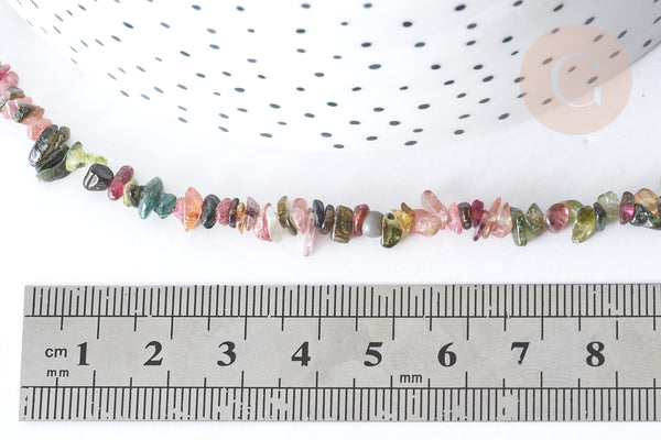 Perle Chips tourmaline naturelle couleur mixte 3~5mm,perle pierre naturelle ,x1 le fil de 40cm (G7888)