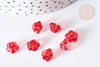 Perle Fleur verre transparent rouge 10mm, perle verre fleur, perle artisanale verre, x20 (G7962)