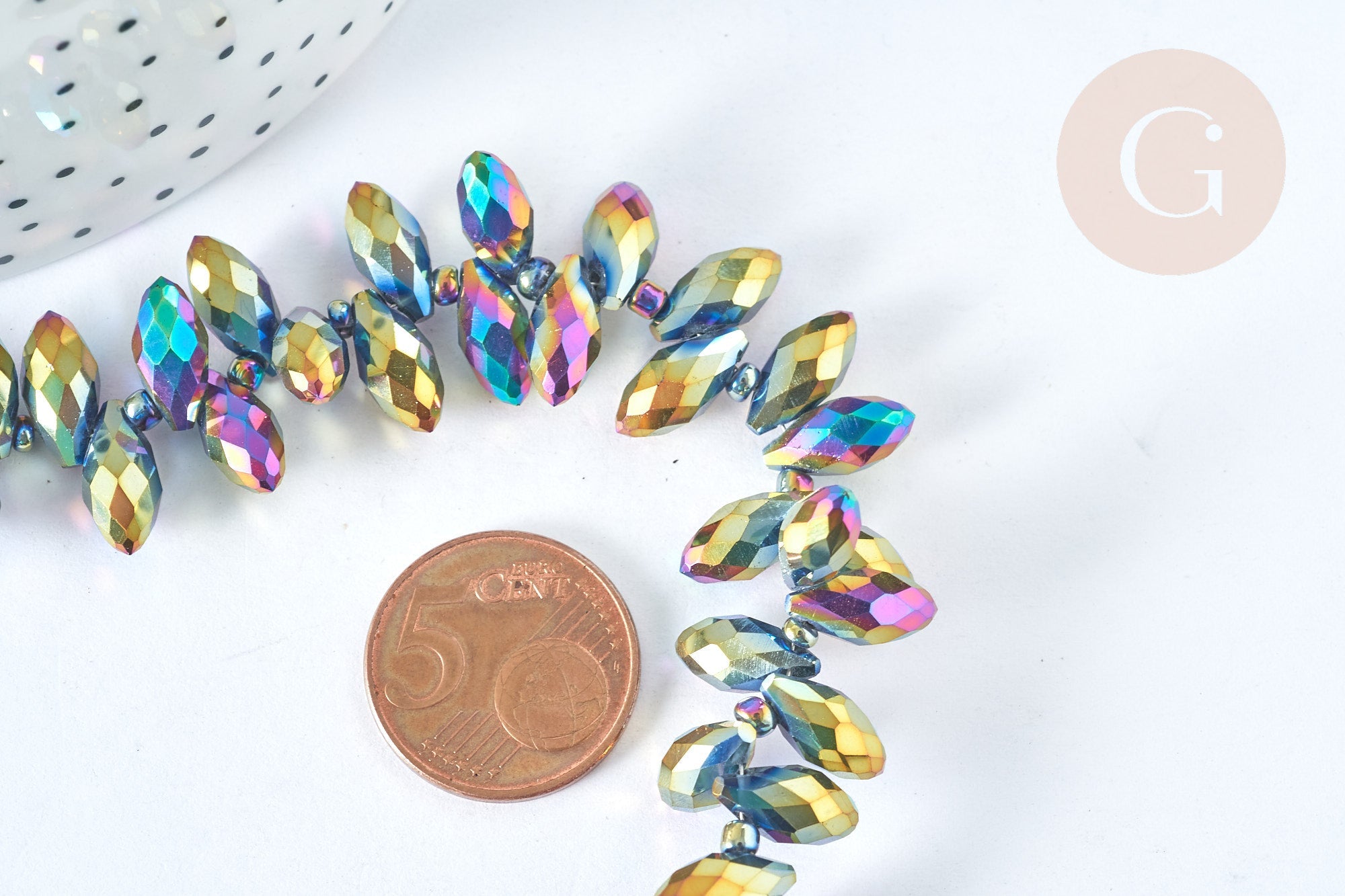 Perle Goutte hématite de synthèse 13x6mm, x1 fil de 41cm (G7405)