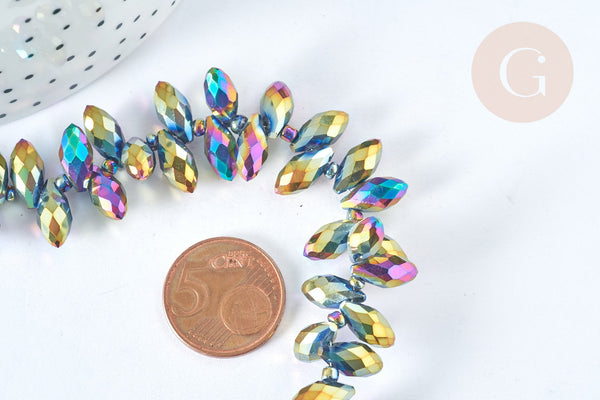 Perle Goutte hématite de synthèse 13x6mm, x1 fil de 41cm (G7405)