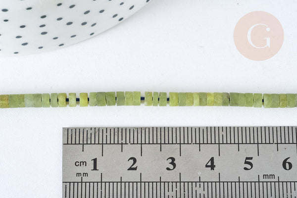 Perle Heishi jade vert 4mm, bijou en pierre naturelle,jade vert naturel, perle en pierre, fil de 44cm, x1 (G7225)