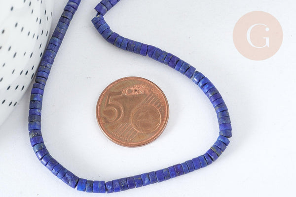 Perle Heishi lapis lazuli naturel 4mm, x1 fil de 38cm (G7223)