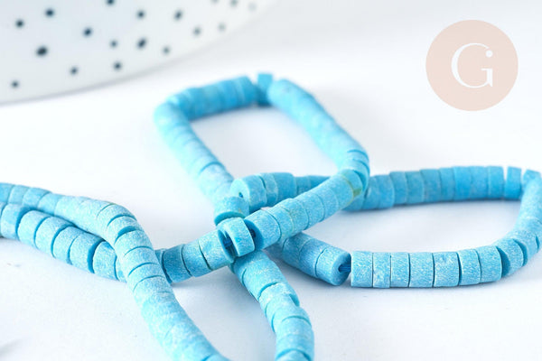 Perle Heishi turquoise naturelle, bijou en pierre naturelle, turquoise naturelle, perle en pierre, fil de 46cm x1 (G7267)