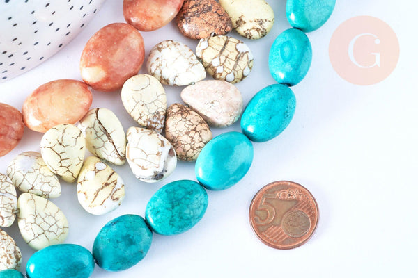 Perle Howlite ovale naturelle 7-49mm,création bijoux pierre naturelle, x2 (G9257)