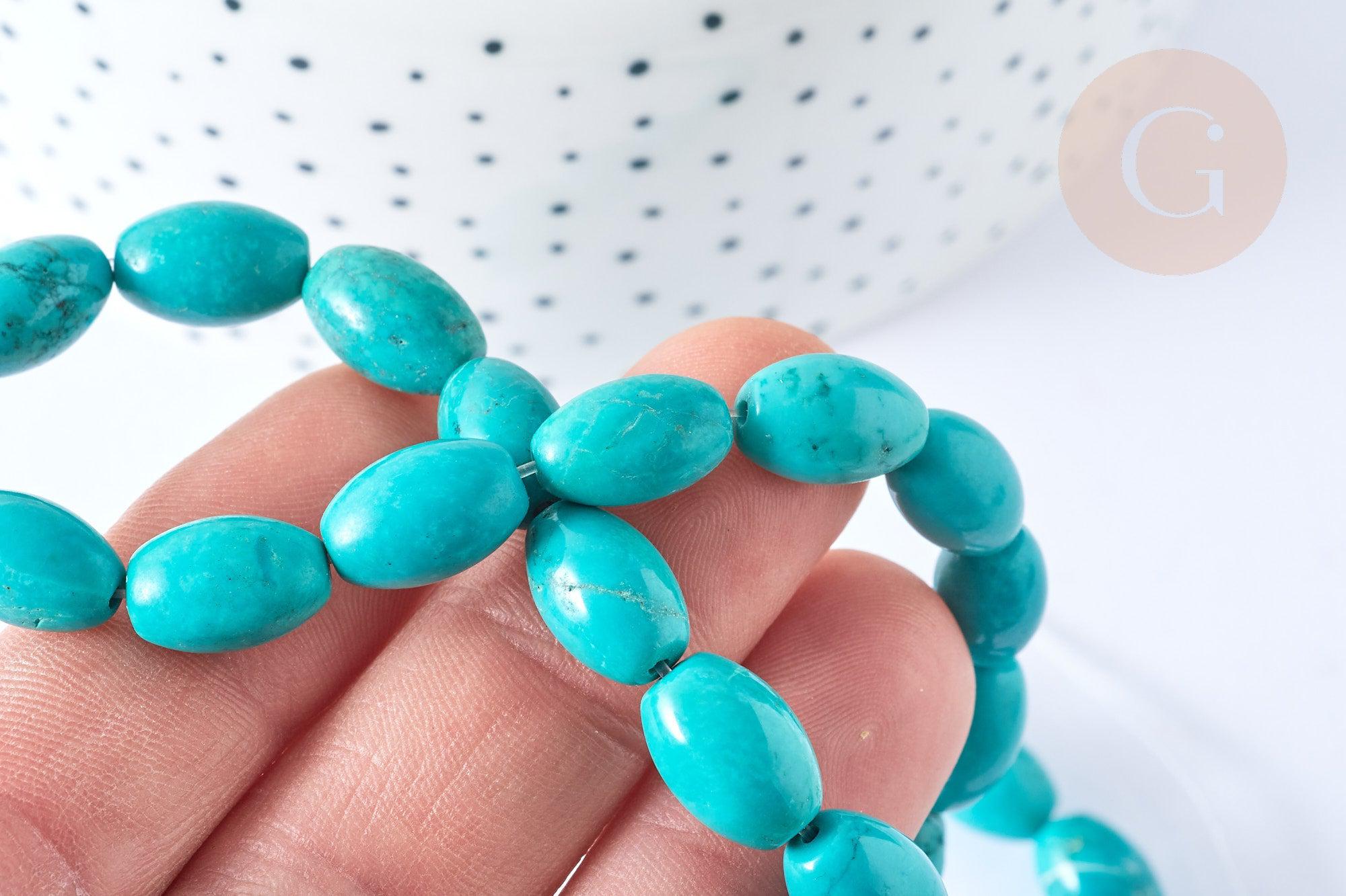 Perle Howlite ovale teintée turquoise foncé naturelle 12mm, x5 (G8743)