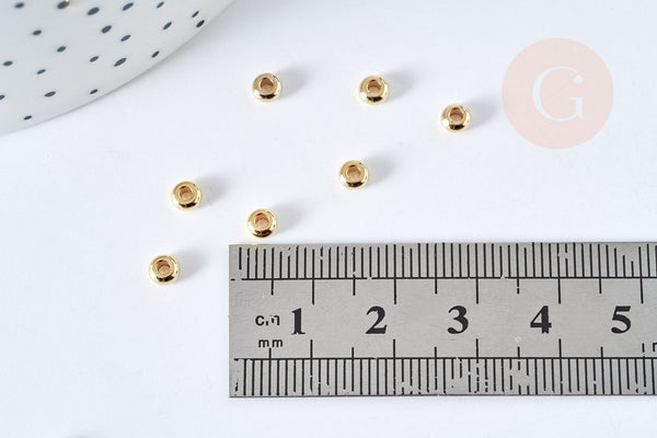 Perle Intercalaire donut acier 304 doré lisse 4x2mm, x10 (G8480)