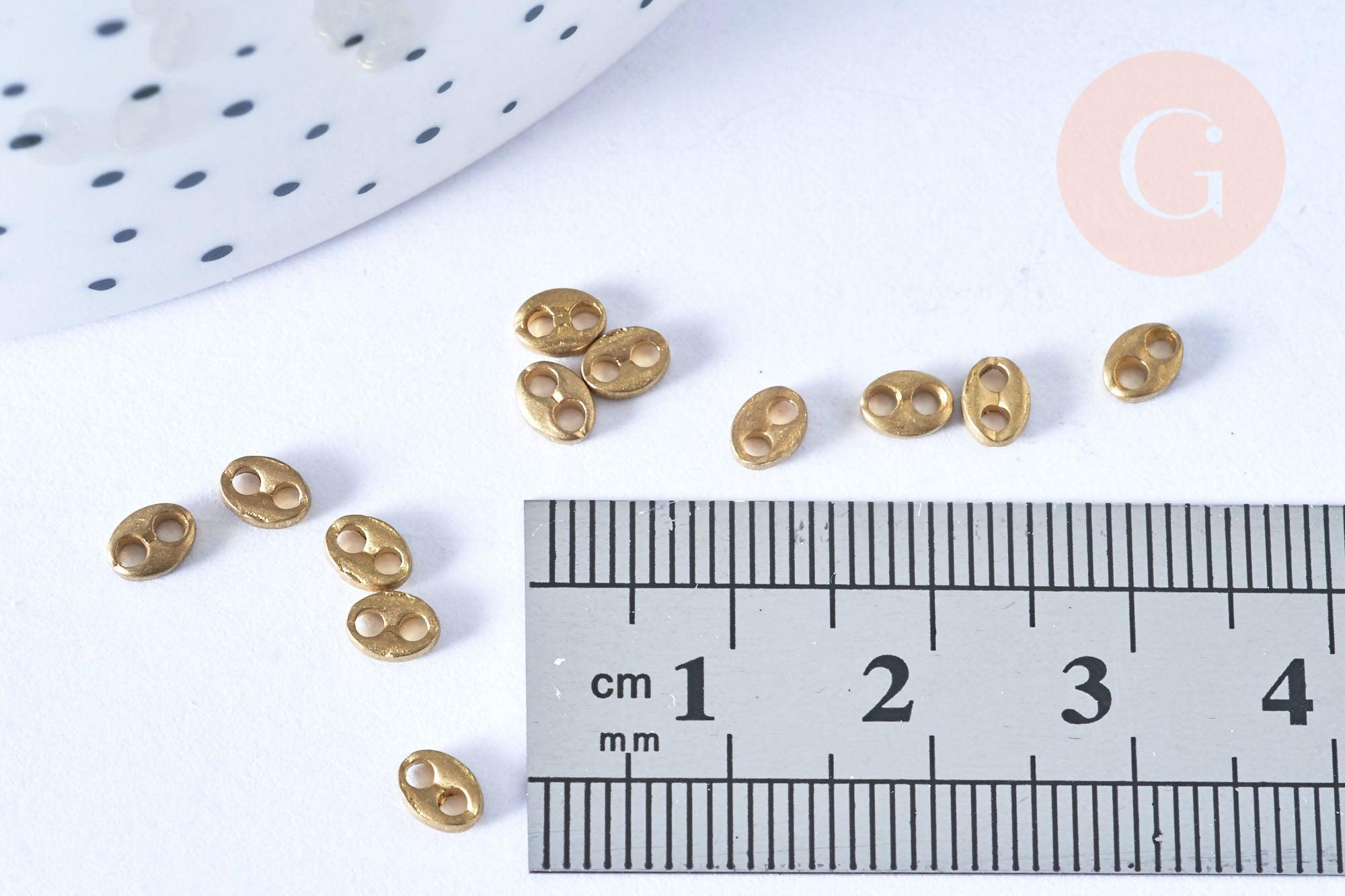 Perle Intercalaire grain de café laiton brut 4mm, fournitures bijoux création bijoux, x 5 G6536