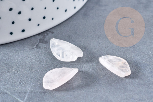 Perle Pendentif feuille quartz rose naturelle 19.5mm, pendentif pierre ,x1 (G8729)