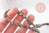 Perle Pyrite ovale facettée naturelle grise 10mm, perle bijoux pierre naturelle, x1 le fil de 38 cm (G7875)
