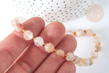 Perle Ronde Agate facettée fleur de cerisier naturelle 7.5mm, x1 fil de 38cm (G7455)