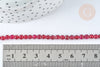 Perle Ronde facettée agate naturelle rouge magenta 4mm, pierre naturelle, le fil de 35cm, x1, G7344)