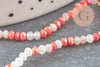 Perle Ronde verre facettée orange et beige brillante AB 3x2,5mm,création bijoux DIY, fil de 43cm , x1 (G7478)