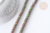 Perle Rondelle Jaspe de sésame teintée facettée vert rouge 6x4mm, le fil de 37.5cm (G7869)