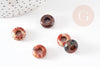 Perle Rondelle donut Jaspe marron marbré naturelle 14mm, rondelle pierre pour création bijoux x2 (G9211)