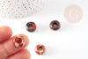 Perle Rondelle donut Jaspe marron marbré naturelle 14mm, rondelle pierre pour création bijoux x2 (G9211)