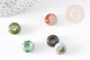 Perle Rondelle donut agate indienne naturelle 14mm, rondelle pierre pour création bijoux x2 (G9208)