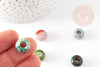 Perle Rondelle donut agate indienne naturelle 14mm, rondelle pierre pour création bijoux x2 (G9208)