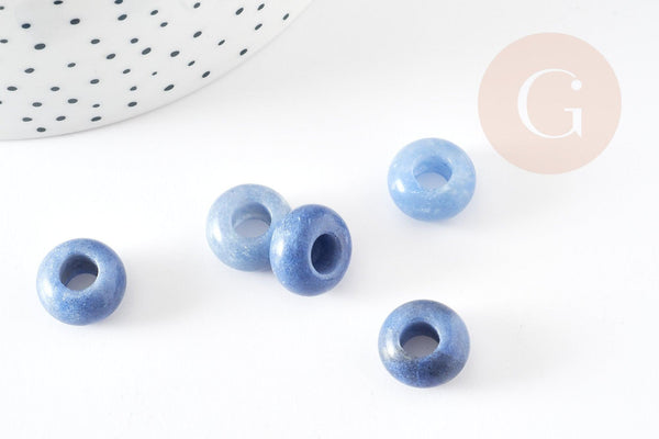 Perle Rondelle donut aventurine naturelle bleu 14mm, rondelle pierre pour création bijoux x2 (G9210)