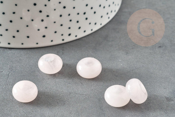 Perle Rondelle donut quartz rose naturel 14mm, rondelle pierre pour création bijoux x2 (G9214)