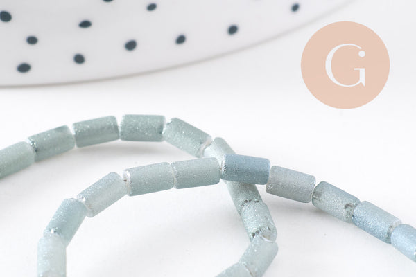 Perle Tube verre mat métallisé, des perles originales pour créer des bijoux fantaisie DIY, 5x3mm, x1 fil 49.9cm, (G5035)