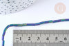 Perle Tube verre mat métallisé vert & violet, 5x3mm, fil de 49.9cm perles, x1 (G5033)